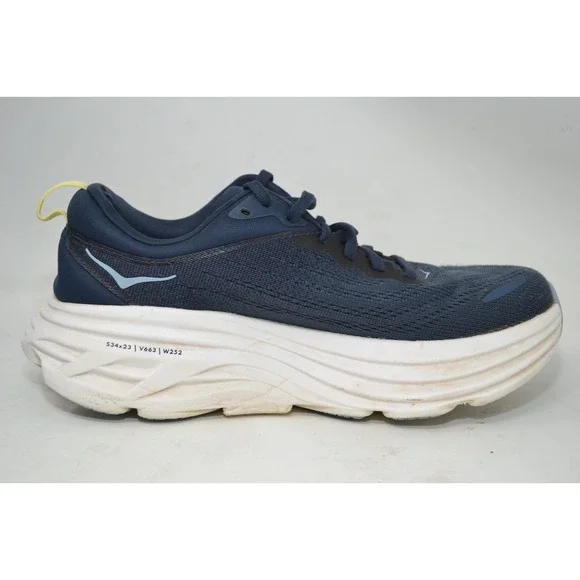 Hoka One One Bondi 8 Womens 8 B Running Shoes Gym Varsity Navy White 1127952-VYN - Picture 8 of 16
